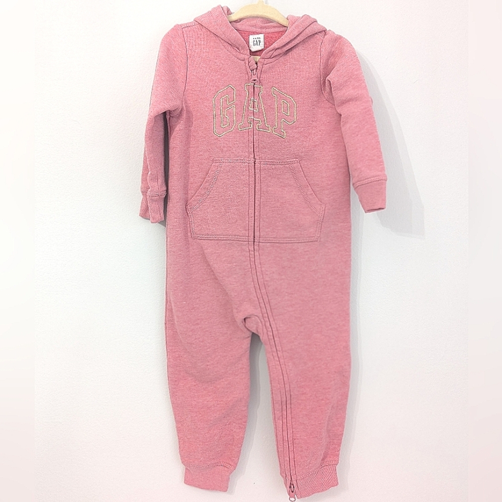 Baby Gap Logo Muave Hooded  Fleece One-Piece Size 18-24 Months